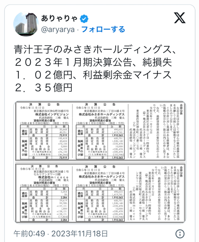 青汁王子のどん底ツイートの画像